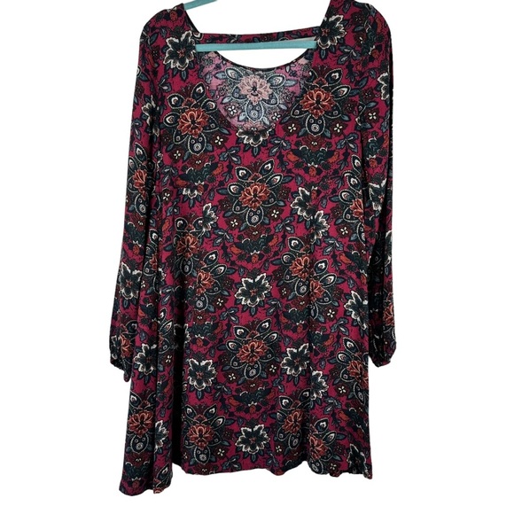 Abercrombie & Fitch Sz S Maroon Floral Paisley Long Sleeve Tunic Shift Dress - Picture 8 of 12